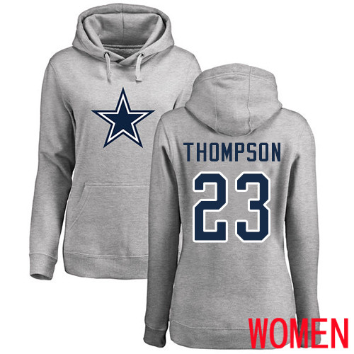 Women Dallas Cowboys Ash Darian Thompson Name and Number Logo 23 Pullover NFL Hoodie Sweatshirts